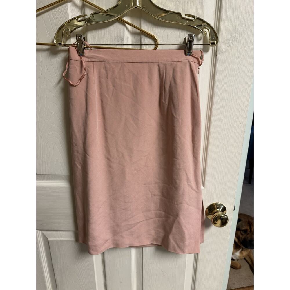 RENA ROWAN Vnt 90s Silk Slightly A-Line Skirt Lined Soft Pink Med 8 28x24 Short